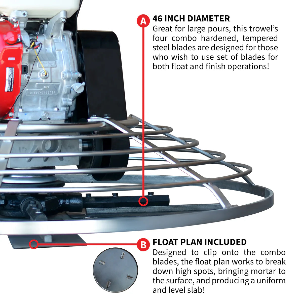 46" Concrete Power Trowel | 8.5HP | Honda GX270 Engine
