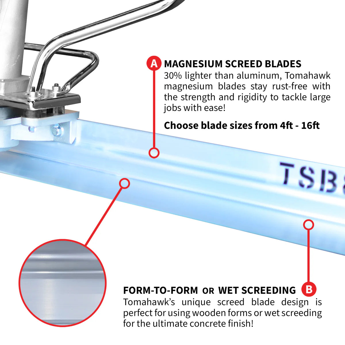 Magnesium Power Screed Concrete Finishing Blade